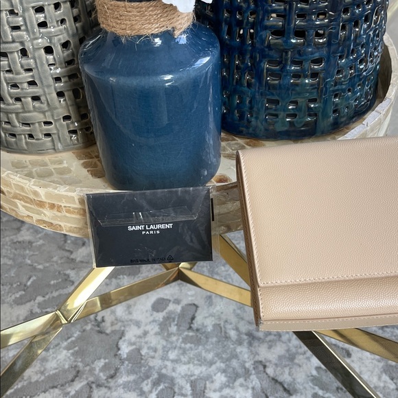 Yves Saint Laurent Beige Leather Monogram Clutch, New, Never Used. - Picture 9 of 10